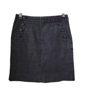 Gap Size 2 Washed Black / Gray Stretch Denim Sailor Button Pencil Skirt